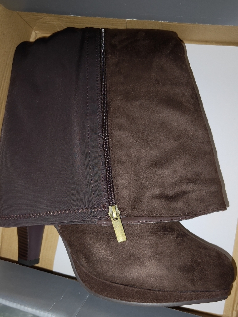 Lane Bryant Dark Brown Suede Heeled Knee Boots - Picture 5 of 5